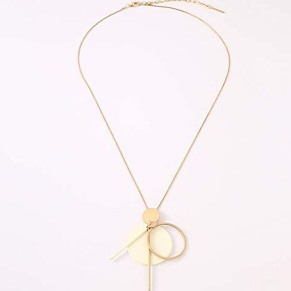 Circular Geometric Pendant Necklace. NIB - Picture 3 of 3